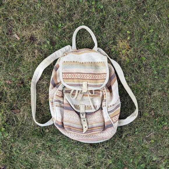 Vintage Handbags - NEUTRAL NAVAJO KNIT VINTAGE BOHO BACKPACK